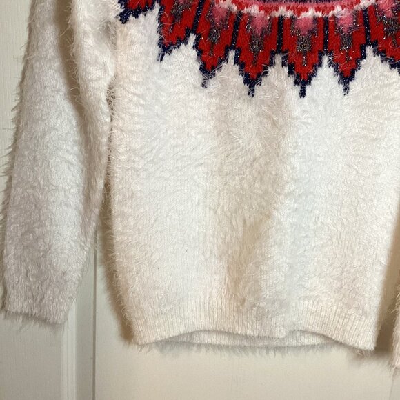 I Love Girlswear Girls Knit Sweater 13 Years Old White Red Sparkly Skiing Ski - Picture 3 of 6
